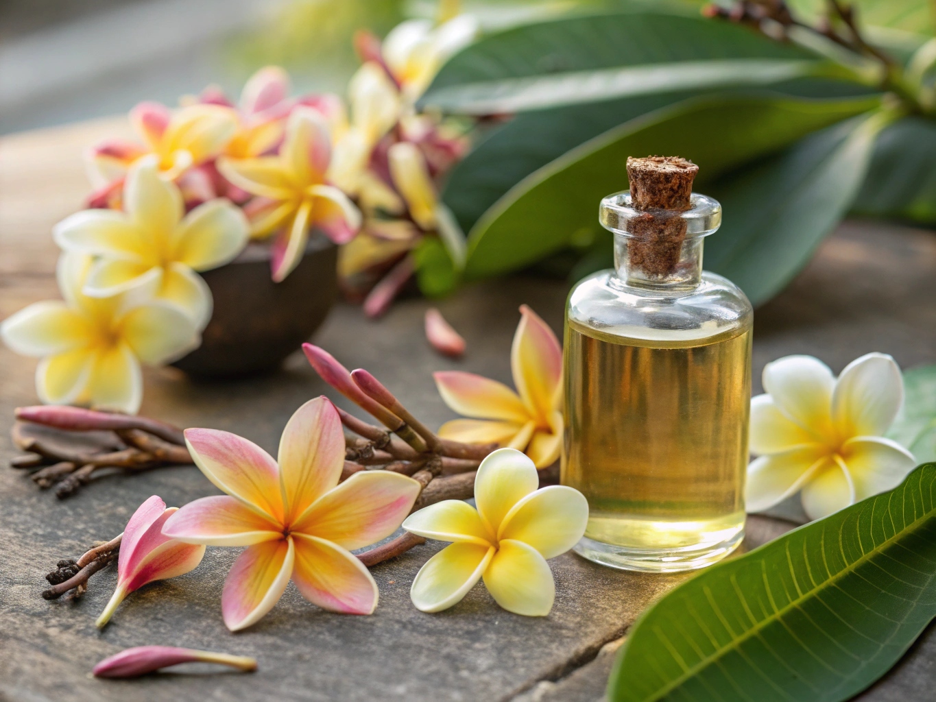 Ylang ylang-olja med exotiska blommor