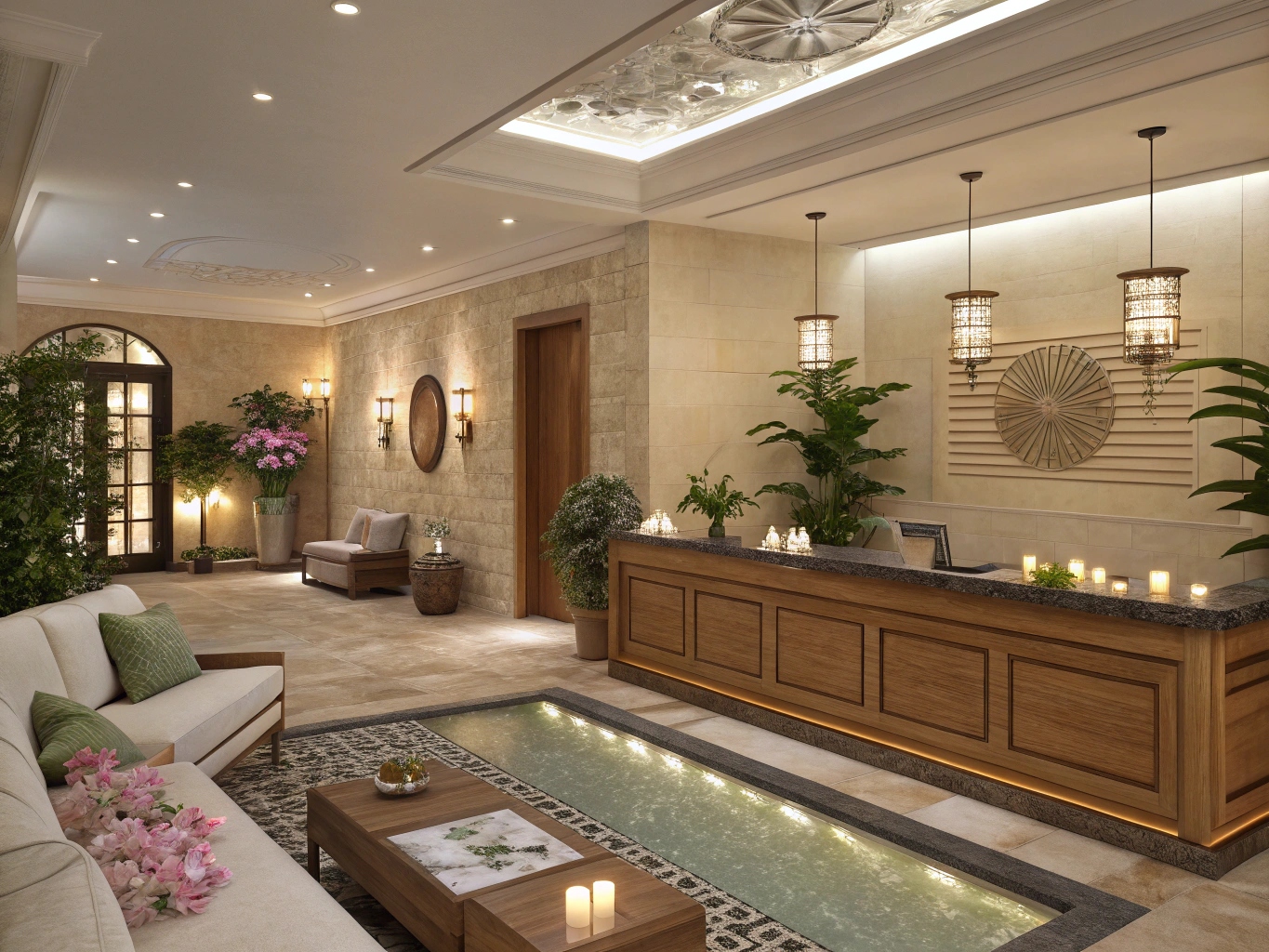 Veltraniquein spa-reception med varm och välkomnande atmosfär